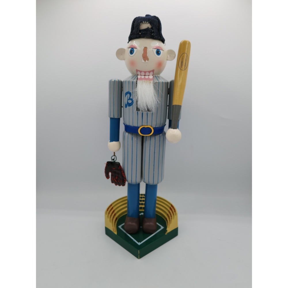 Vintage Slugger 13" Baseball Player Nutcracker Bombay Company Missing Nose